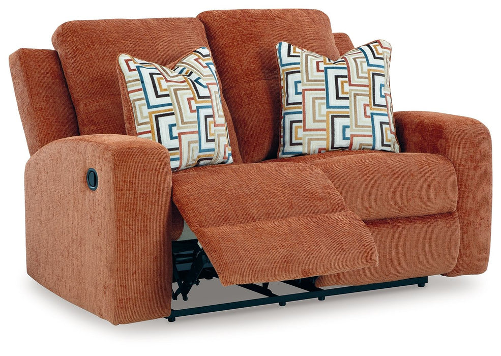 Danum - Reclining Loveseat - Fabric - Spice