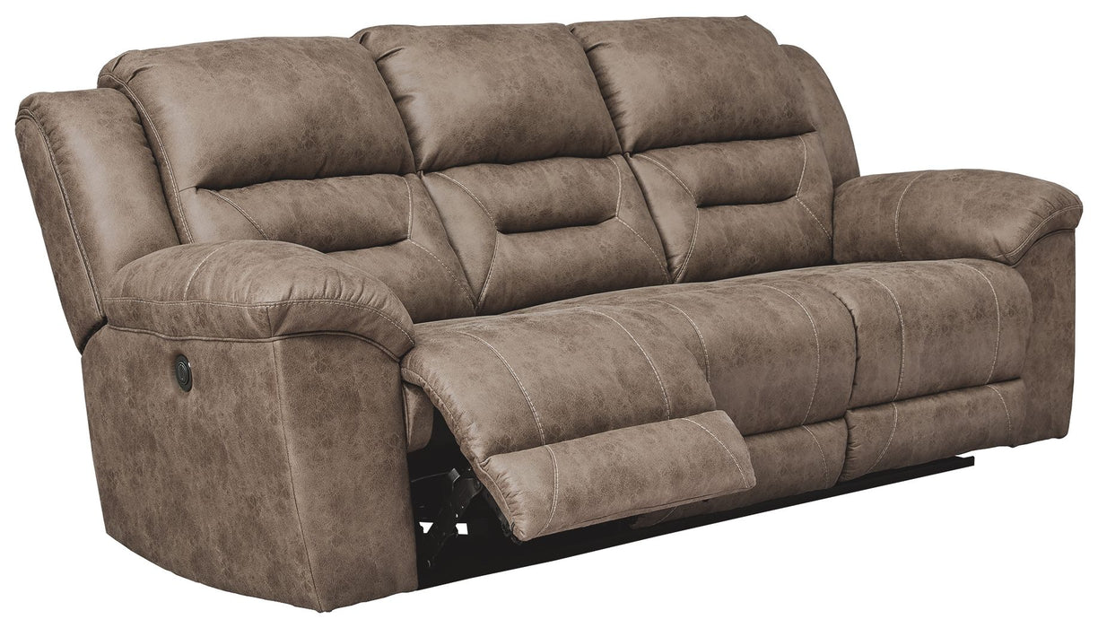 Stoneland - Power Reclining Sofa - Faux Leather - Fossil