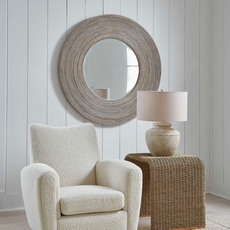 Vortex - White Washed Round Mirror
