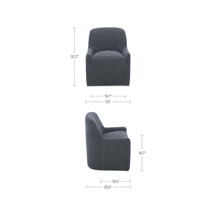 Maisie - Fabric Rolling Dining Chair - Slate Blue
