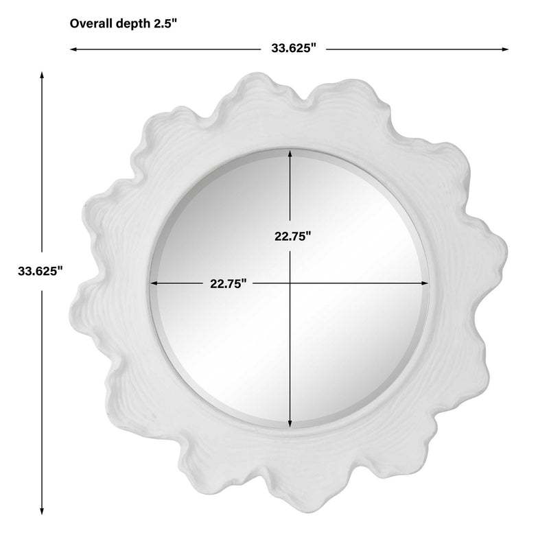 Sea Coral - Round Mirror - White