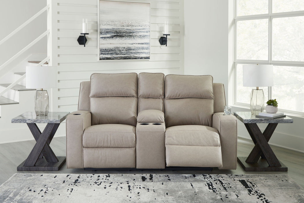 Lavenhorne - Dbl Reclining Loveseat W/Console - Faux Leather - Pebble