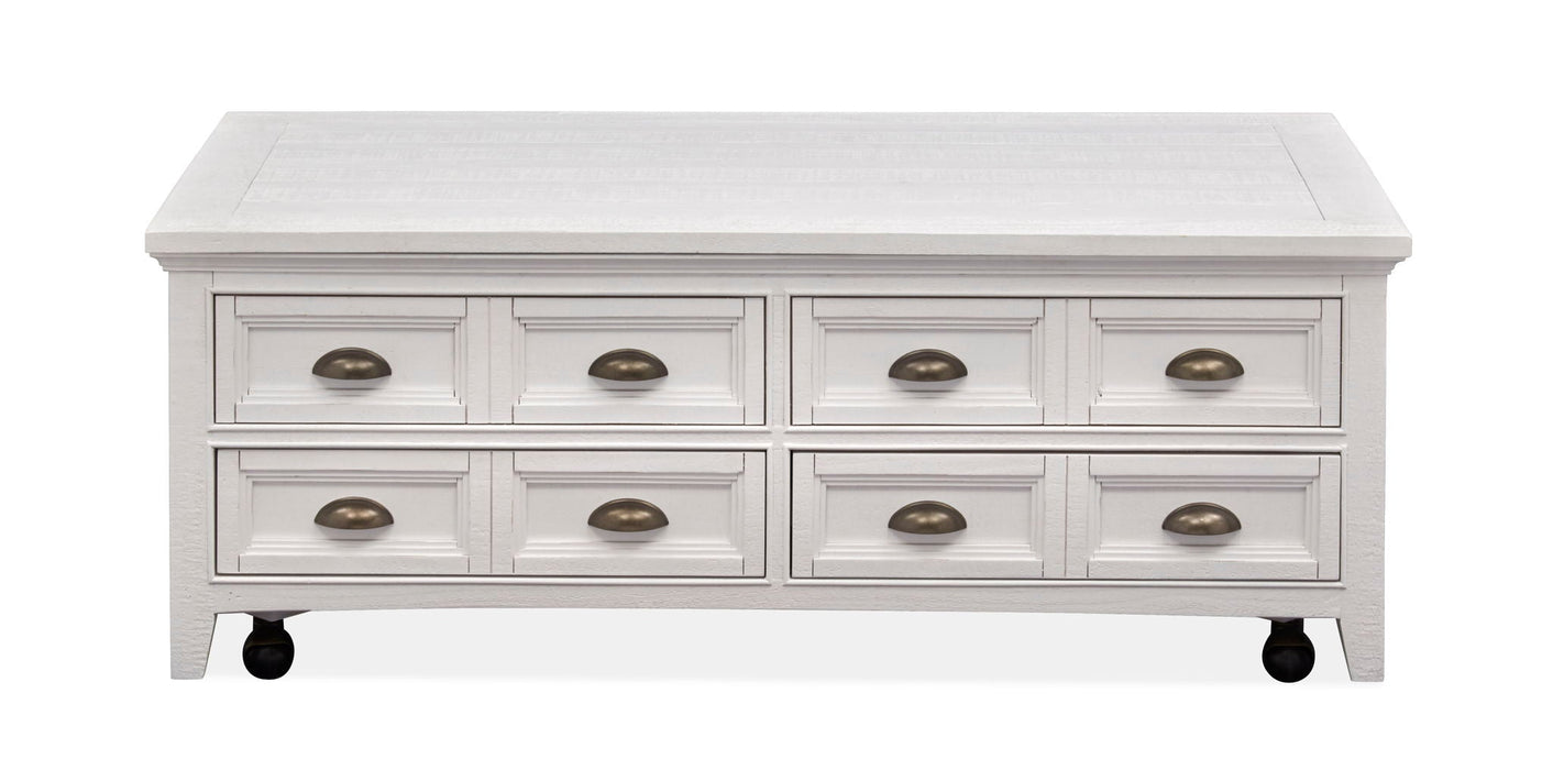 Heron Cove - Lift Top Storage Cocktail Table With Casters - Chalk White