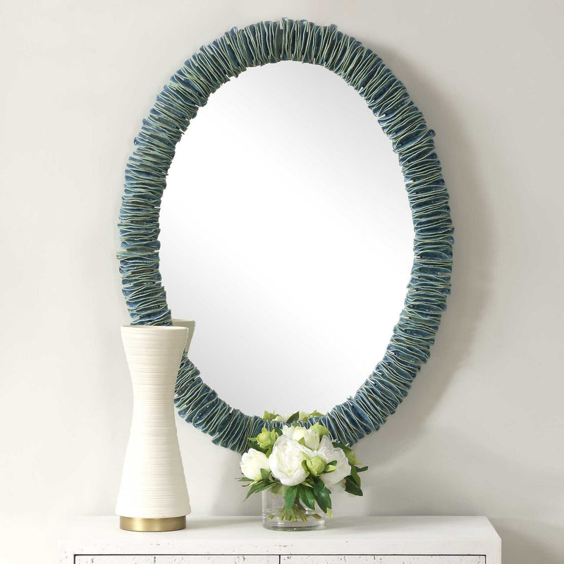 Bonaire - Oval Mirror - Teal Blue