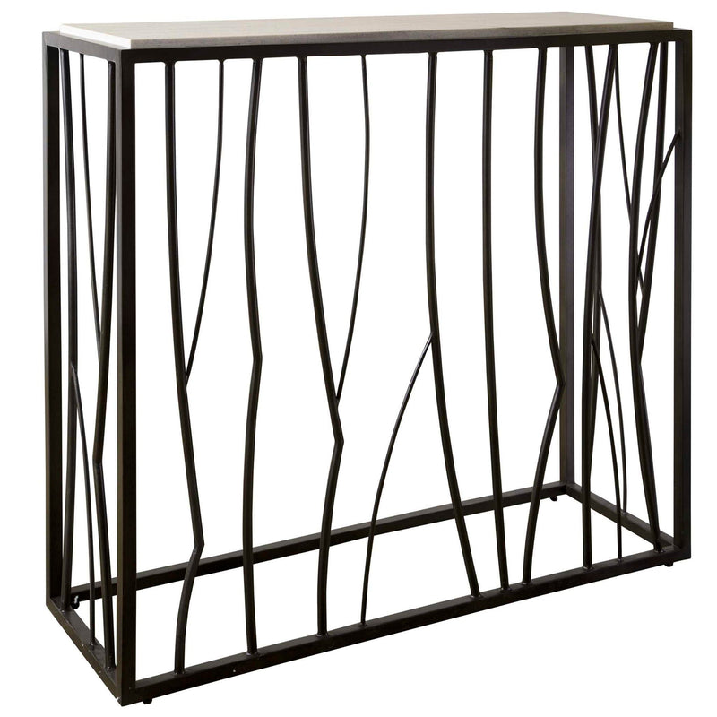 Reed - Travertine Console Table - Black & Light Brown