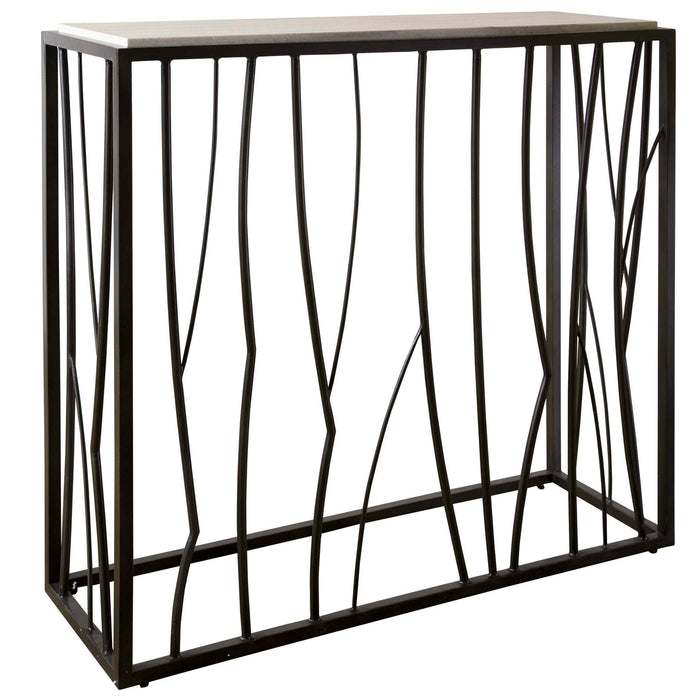 Reed - Travertine Console Table - Black & Light Brown