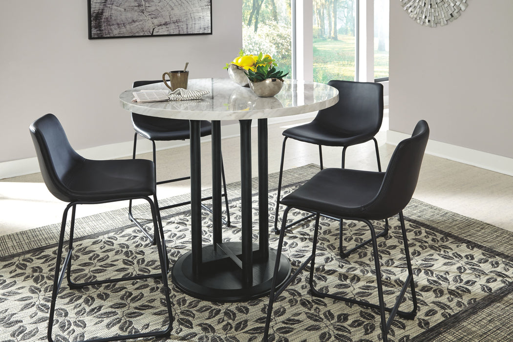 Centiar Black / Gray 5 Pc. Counter Table, 4 Upholstered Barstools