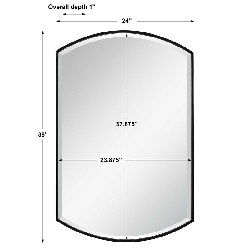 Shield - Shaped Iron Mirror - Black