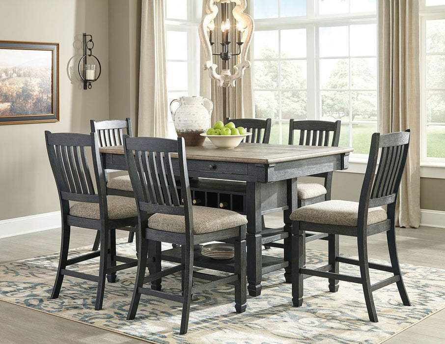 Tyler Creek Dark Gray 7 Pc. Counter Table, 6 Barstools