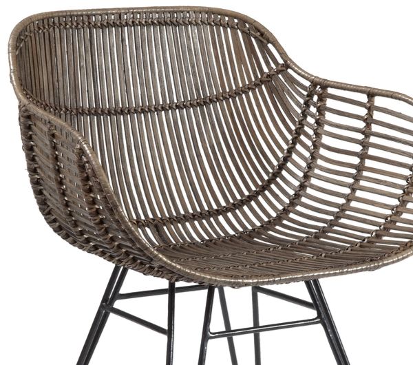 Ryanne - Arm Dining Chair (Set of 2) - Dark Rattan / Black
