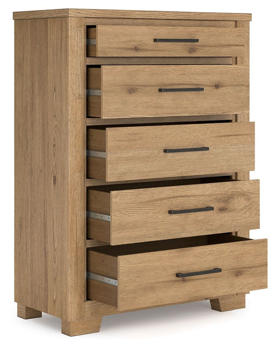 Galliden - Five Drawer Chest - Light Brown