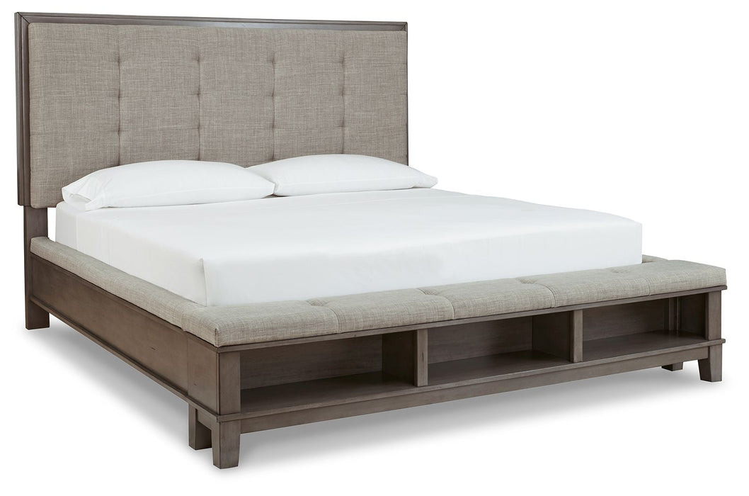 Hallanden Gray Panel Bed With Storage - Queen