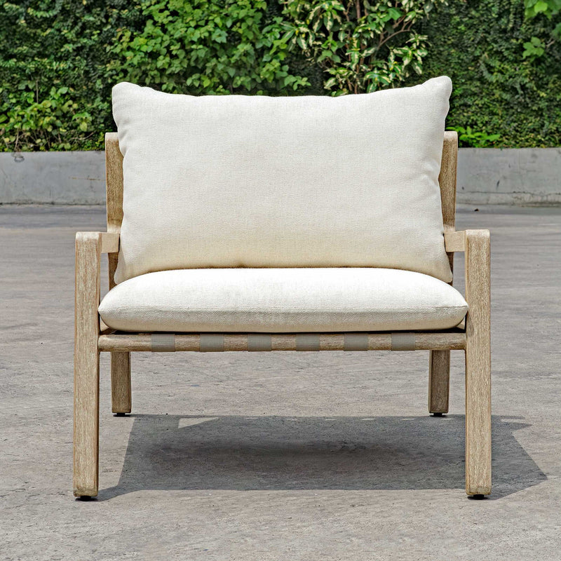 Strapped - Outdoor Lounge Chair - Light Brown / Light Gray