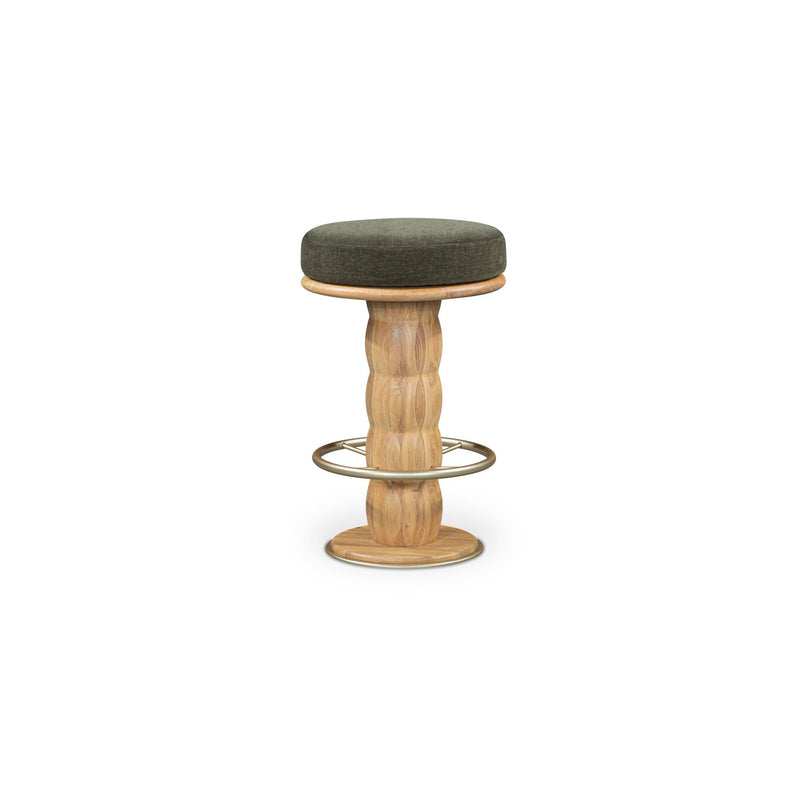 Nio - Swivel Counter Stool - Dark Green / Light Brown