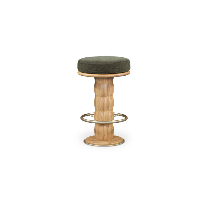 Nio - Swivel Counter Stool - Dark Green / Light Brown