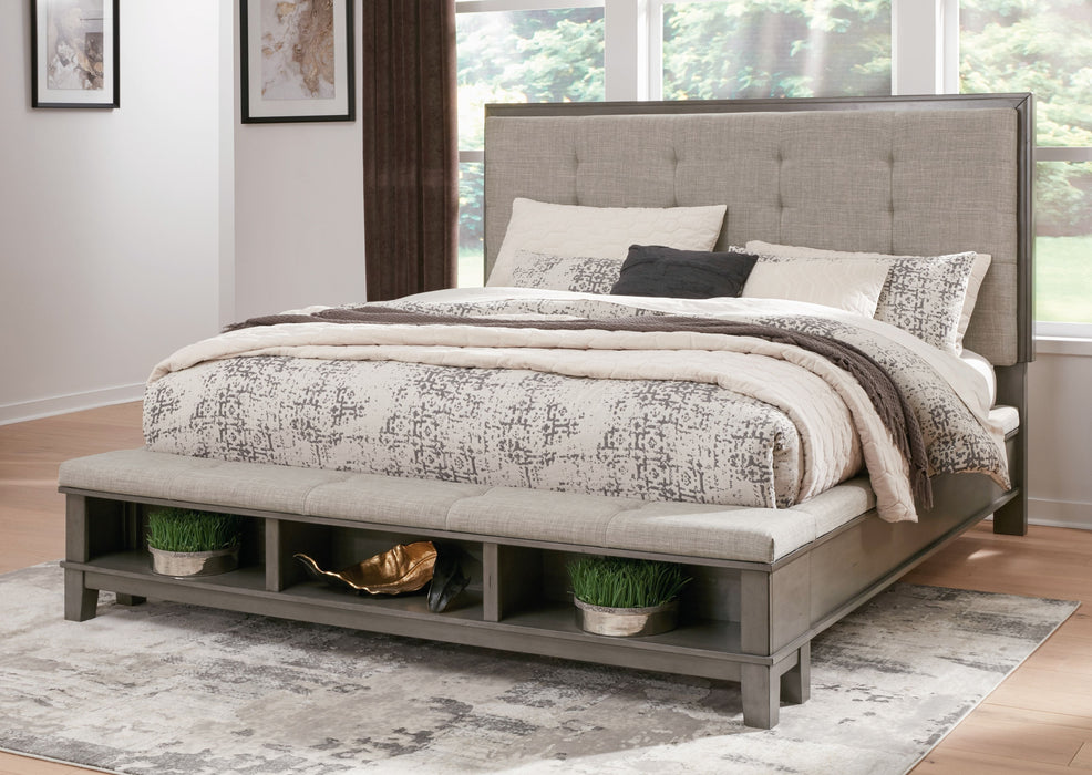 Hallanden Gray Panel Bed With Storage - Queen