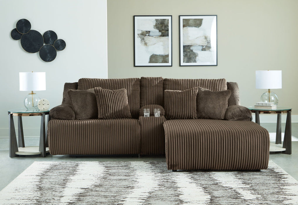 Top Tier - 3-Piece Reclining Sectional Sofa With Raf Press Back Chaise - Fabric - Chocolate