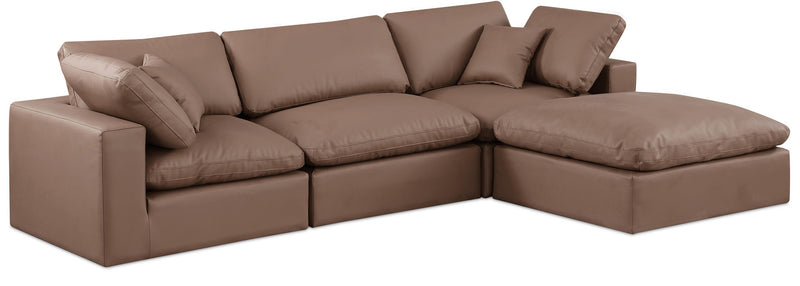 Comfy - 4 Piece Faux Leather Modular Sectional With Chaise