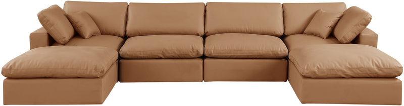 Comfy - 6 Piece Faux Leather Modular Double Chaise Sectional