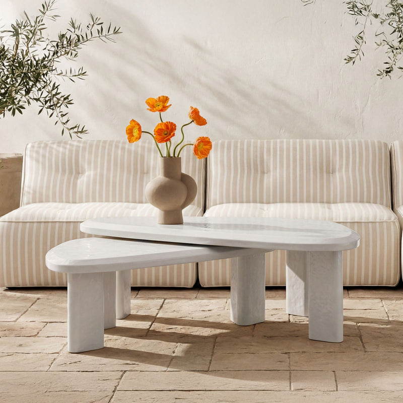 Sophie - Outdoor Nesting Table Set - Cream Lacquer / Beige