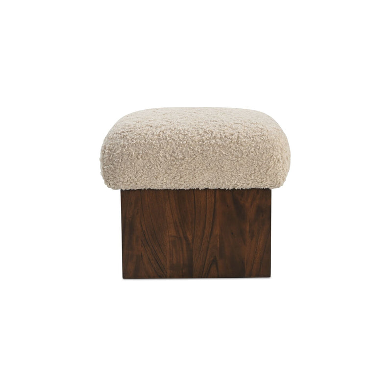 Serge - Ottoman Faux Shearling - Cream / White / Dark Brown