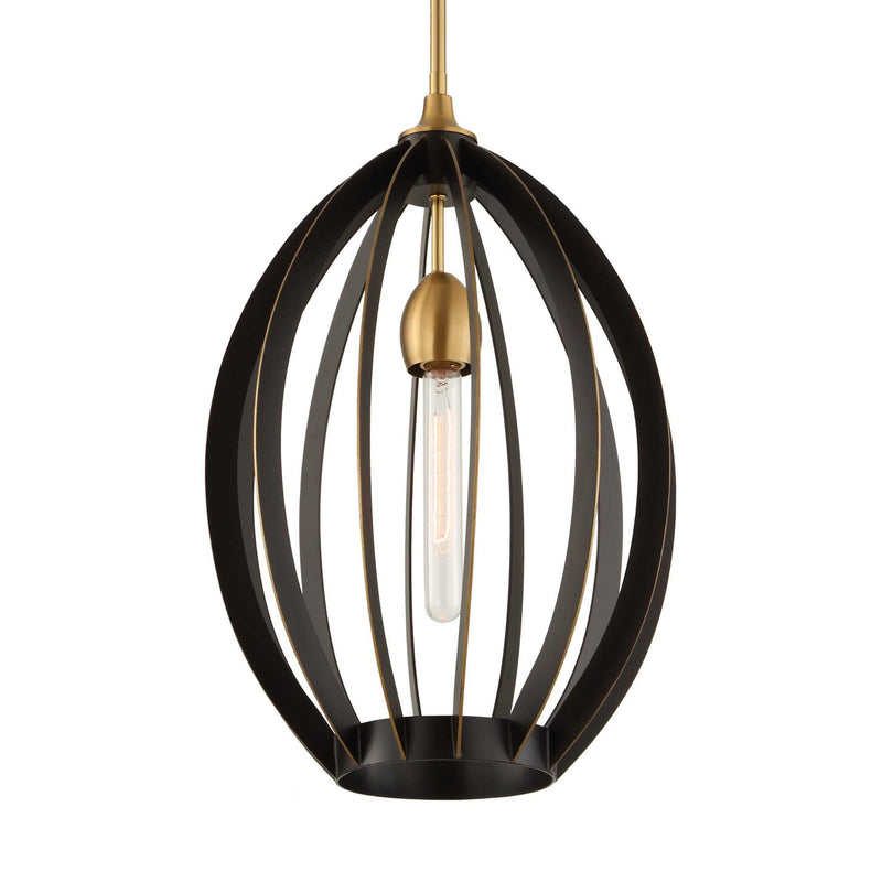 Darby - 1 Light Architectural Oval Pendant - Bronze / Black