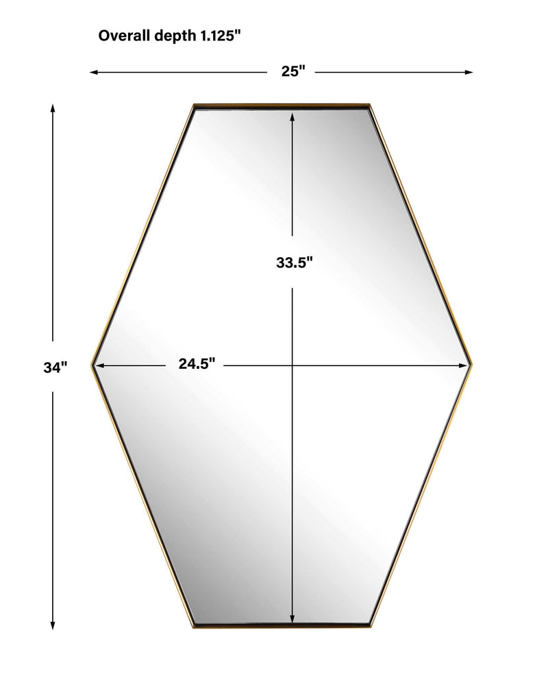 Ankara - Brass Hexagon Mirror