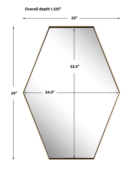 Ankara - Brass Hexagon Mirror