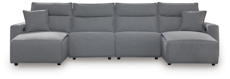 Modmax II - 4-Piece Power Reclining Sectional With Double Chaise - Salt And Pepper - Next-Gen Nuvella