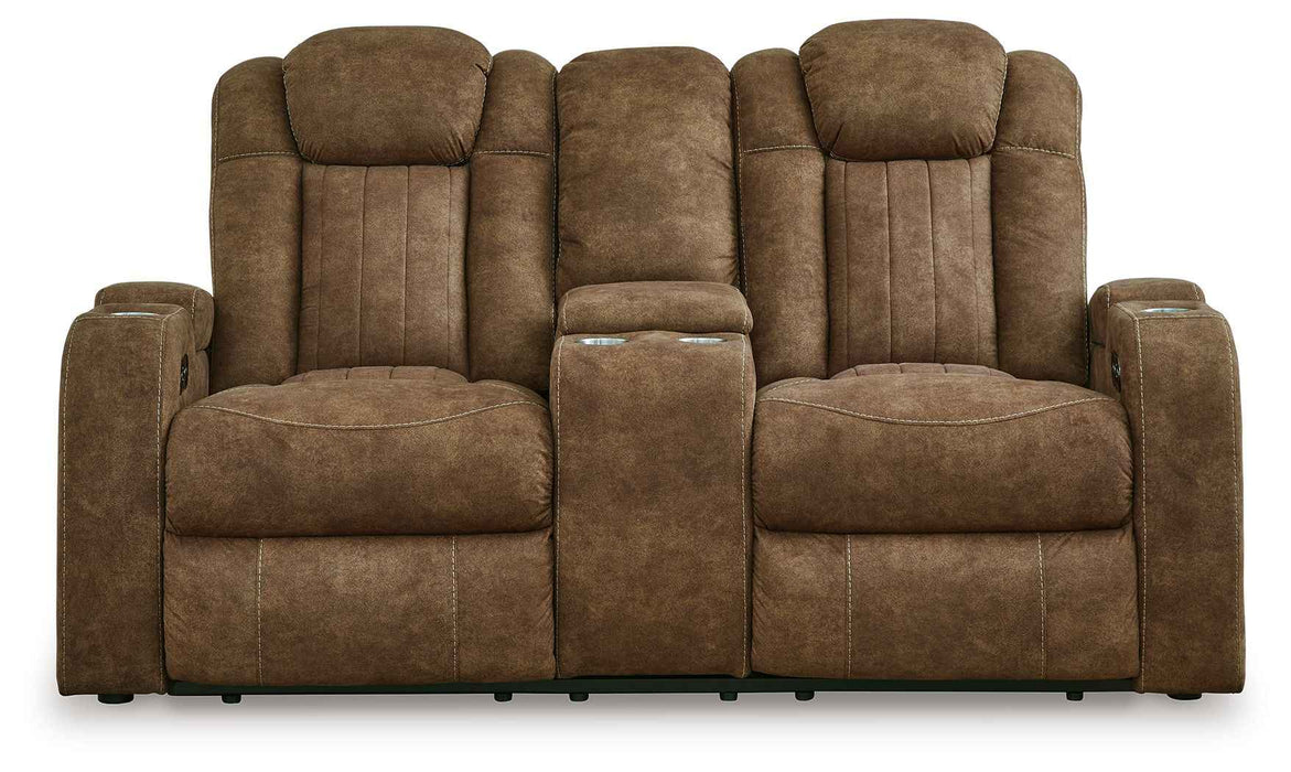 Wolfridge - Power Reclining Loveseat With Console /Adj Hdrst - Brindle