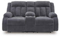Observation - Double Reclining Power Loveseat With Console - Steel