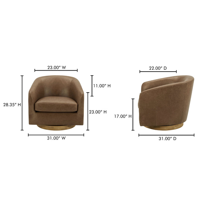 Oscy - Leather Swivel Chair - Brown