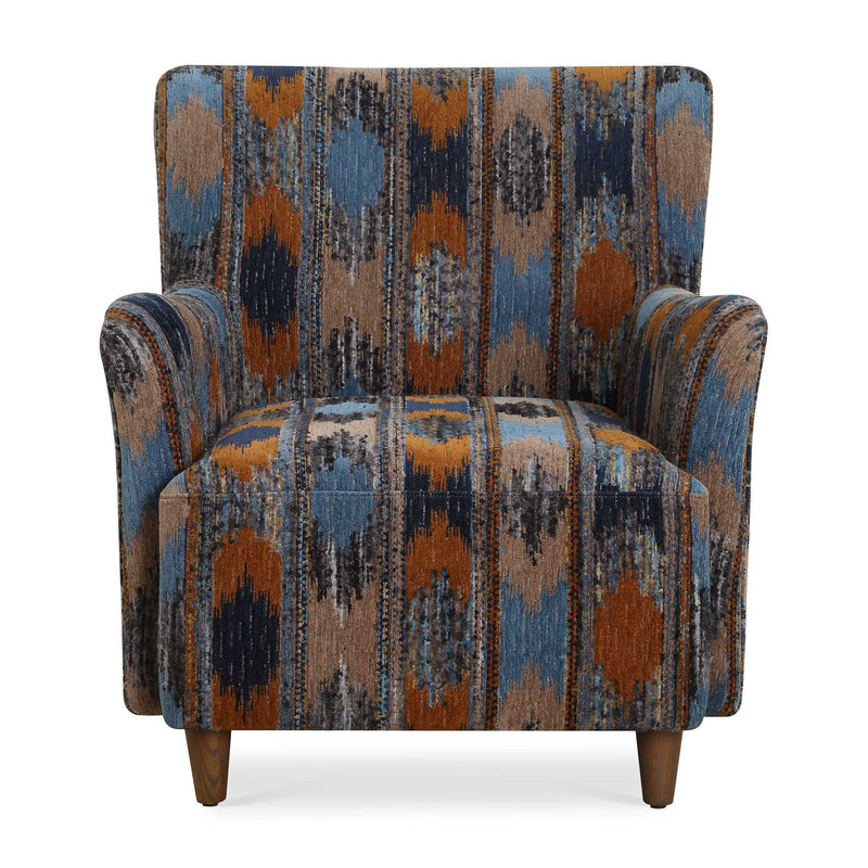Lainey - Upholstered Ikat Armchair - Blue / Brown / Orange