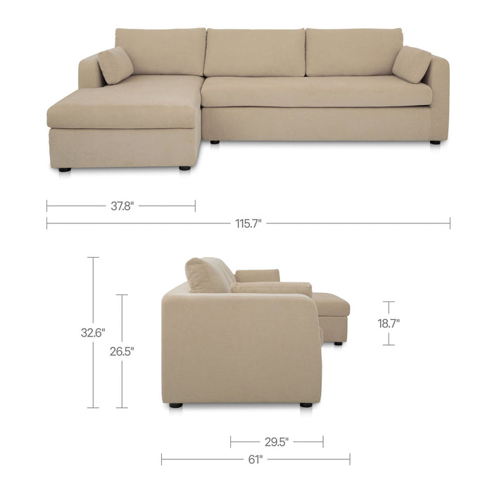 Burrow - Sleeper Sectional With Left Storage Chaise - Sand