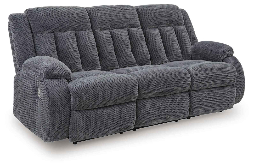 Observation - Reclining Power Sofa With Drop Down Table - Steel