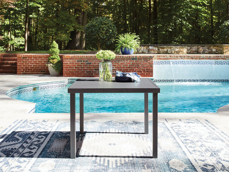 Rocky Creek - Square Dining Table With Umbrella Option - Gray