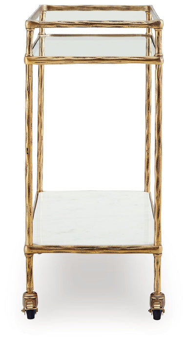 Plattfield - Bar Cart - Antique Gold Finish