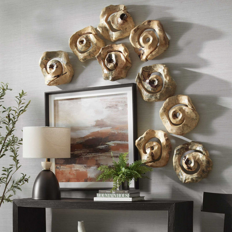 Corkscrew - Wood Wall Decor (Set of 9) - Light Brown