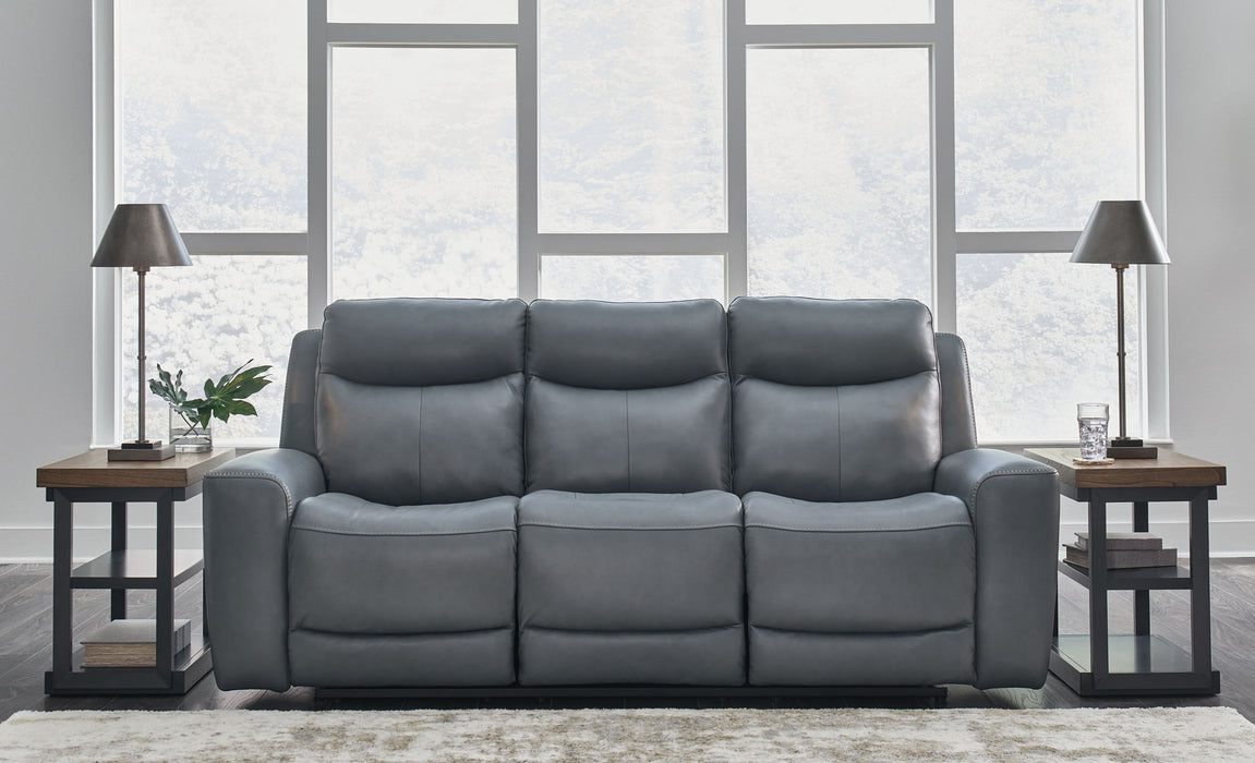 Mindanao - Pwr Reclining Sofa With Adj Headrest - Leather Match - Steel