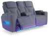 Studio Cave - Power Reclining Loveseat with Console - Steel