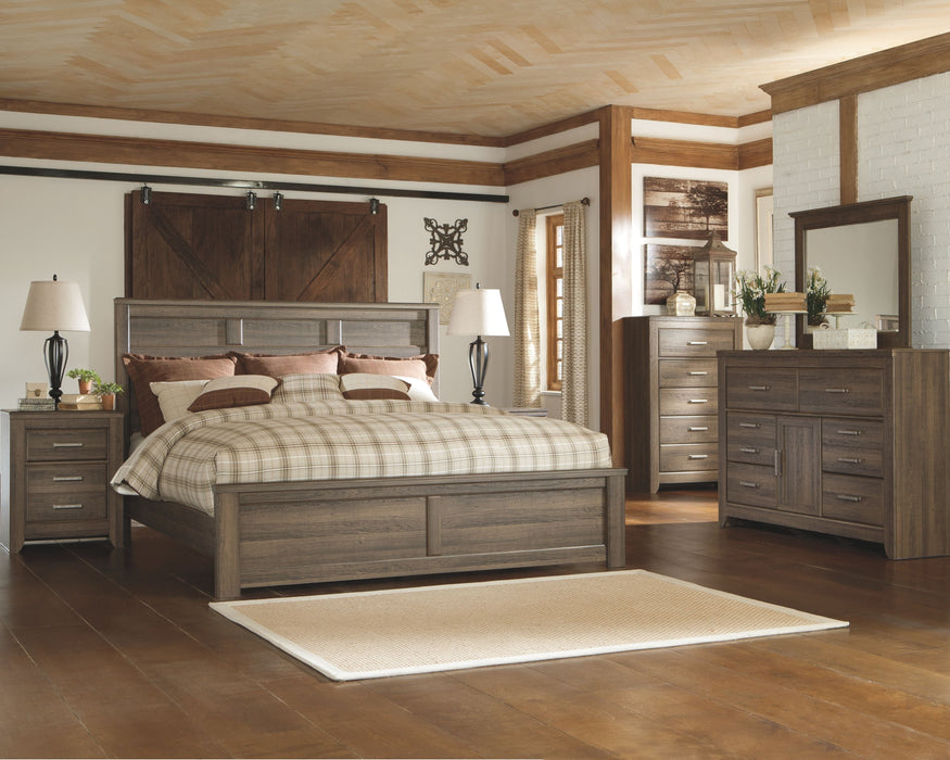 Juararo Dark Brown Panel Bed