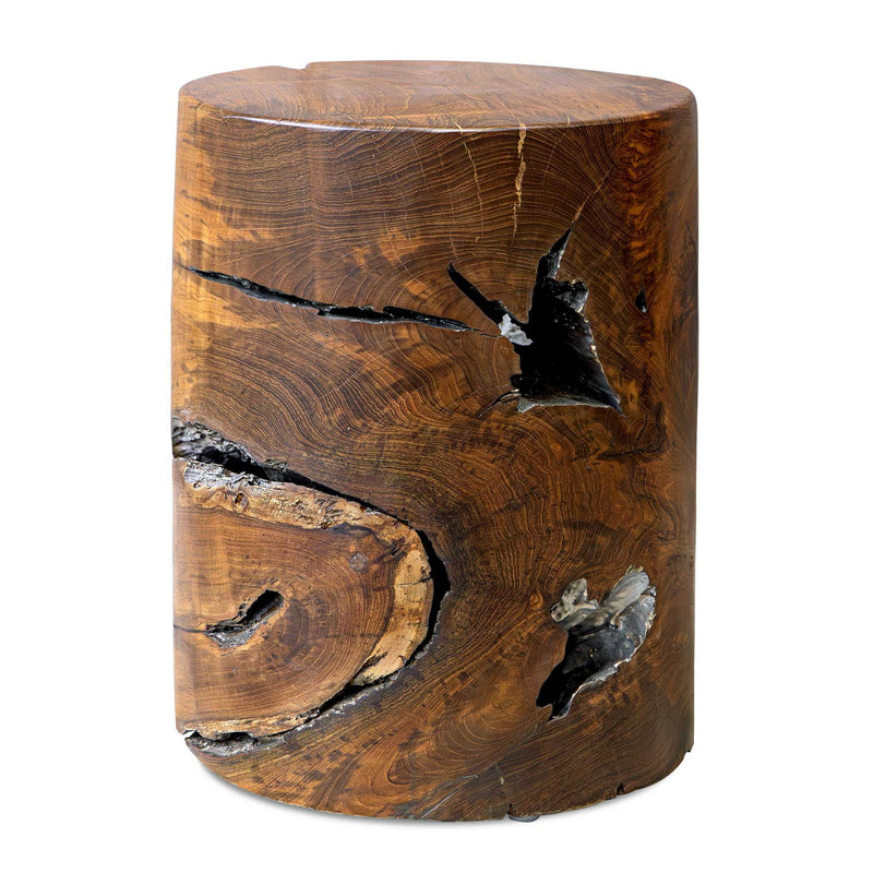 Rafe - Wooden Accent Stool - Silver / Woodtone