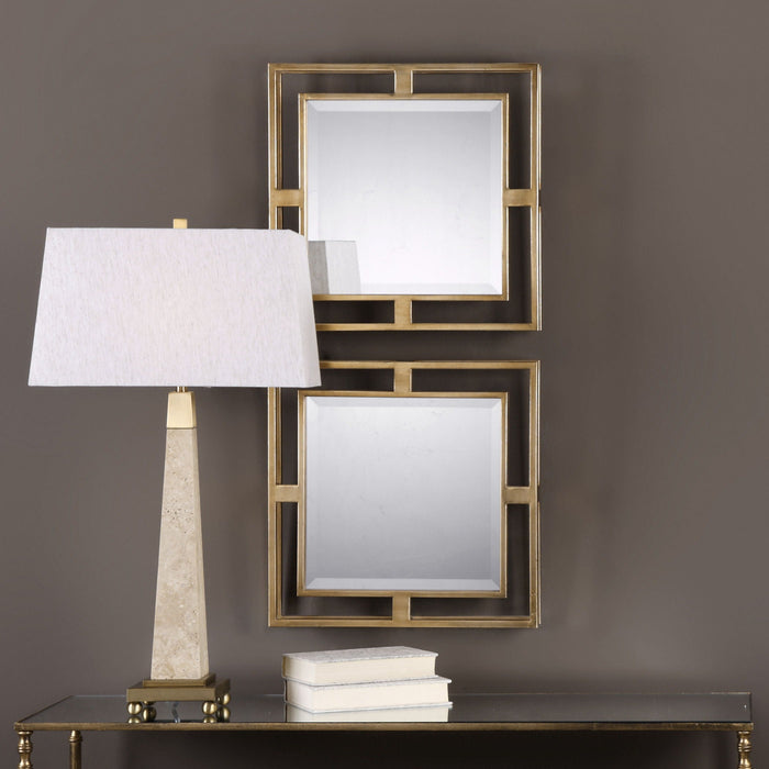 Allick Square Mirrors (Set of 2) Gold