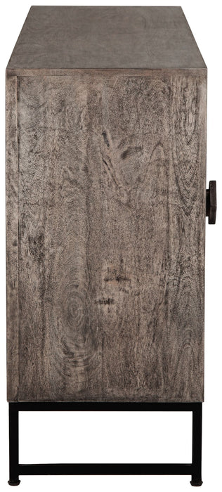 Treybrook Distressed Gray 4 Door Accent Cabinet