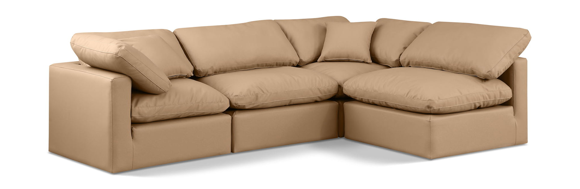 Indulge - Faux Leather 4 Piece Modular Sectional - Tan — Sterling House ...