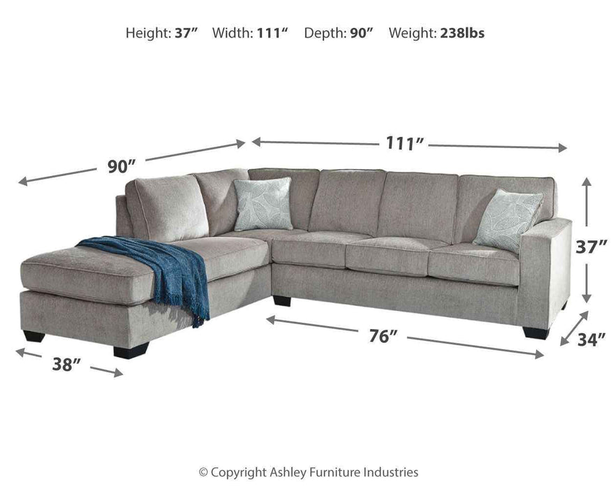 Altari - Left Arm Facing Corner Chaise 2 Pc Sectional - Alloy