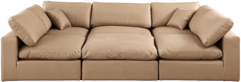 Comfy - 6 Piece Faux Leather Sectional - Tan