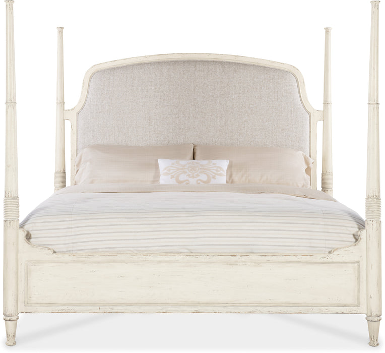 Americana California King Upholstered Poster Bed Beige