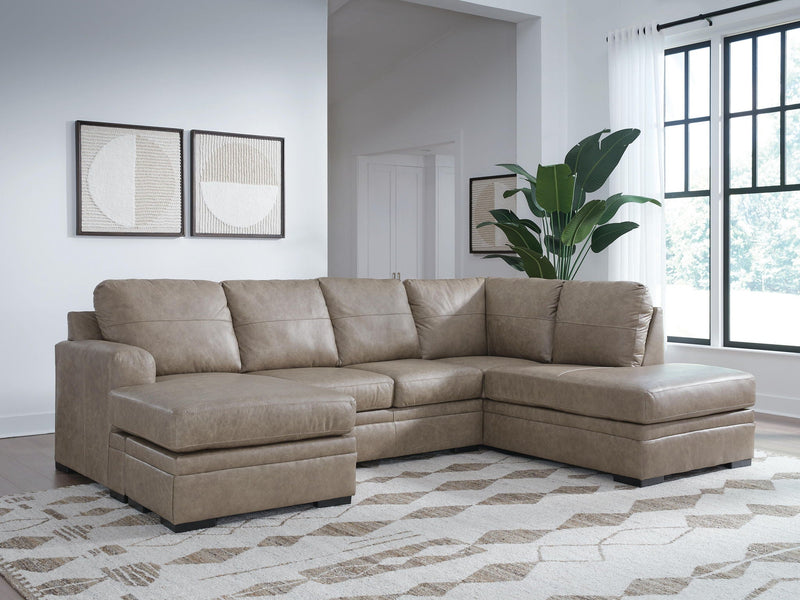 Amuleto - 2-Piece Sectional With Raf Corner Chaise - Leather Match - Desert
