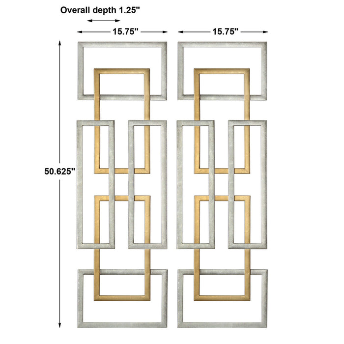 Aerin - Geometric Wall Art (Set of 2) - Gold